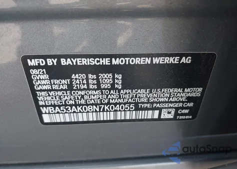 2022 BMW 228 Gran Coupe I Sdrive from USA, damaged, VIN WBA53AK08N7K04055